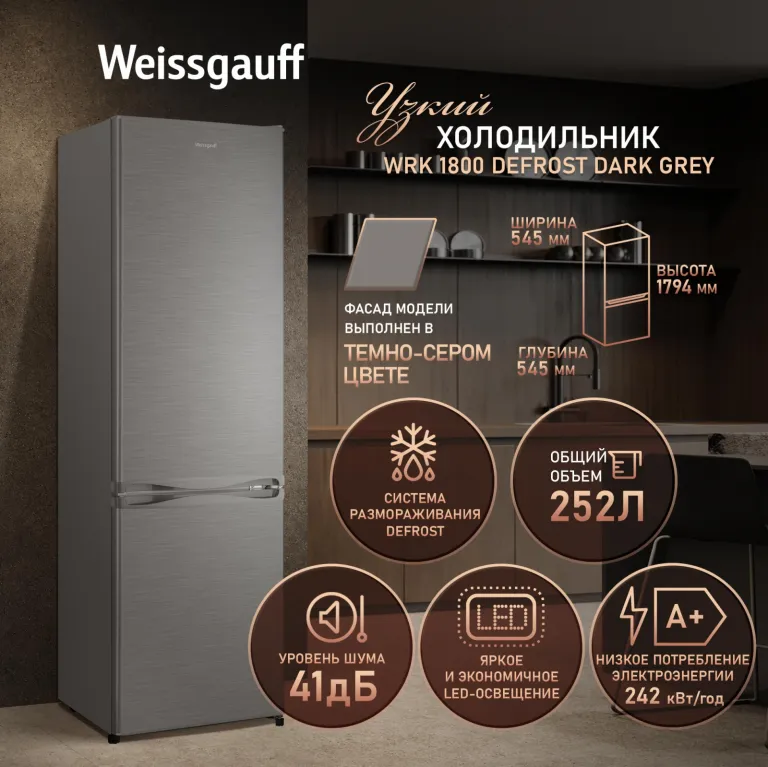 фото Weissgauff WRK 1800 Defrost Dark Grey