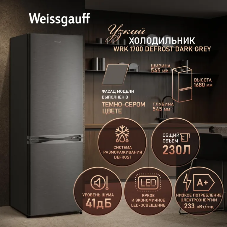 фото Weissgauff WRK 1700 DeFrost Dark Grey