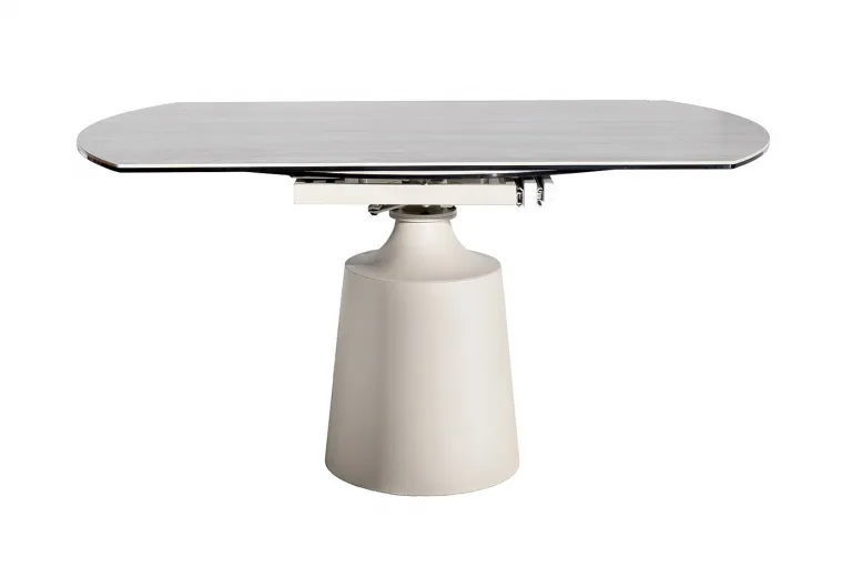 фото 169DT-93133 Стол обеденный раскл. керам.столешница, 90(30+30)*150*75/77см, белый/бежевый