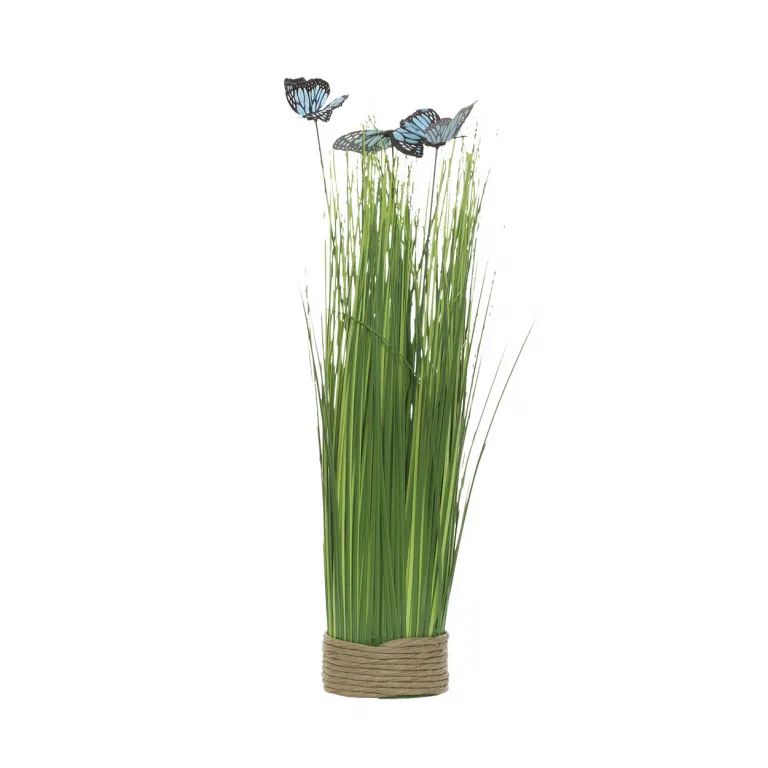 фото 8J-14AK0041 Стебли травы с бабочками на плетеной основе 40 см (гол.) (6)