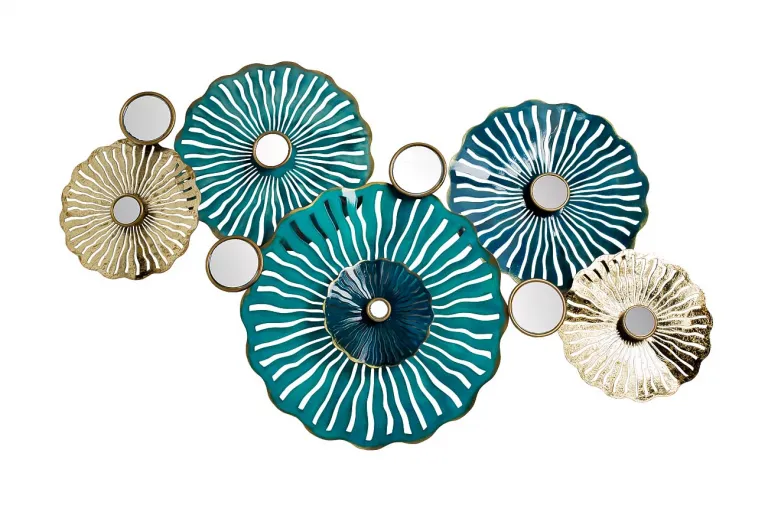 фото 37SM-0879 Настенный декор Цветы лазурно-золотистые115,6*67,3*8,3