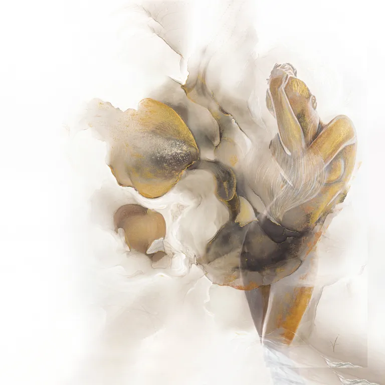 фото 89VOR-AQUARELLE6 Холст "Песня поющего цветка"100*100см,багет зол