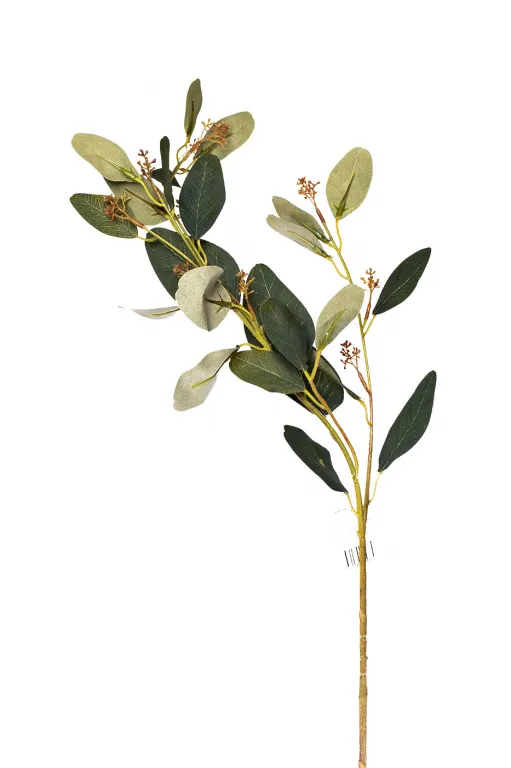 фото 9F28558-GR Веточка эвкалипта с цветами листья зеленые 72см(24)