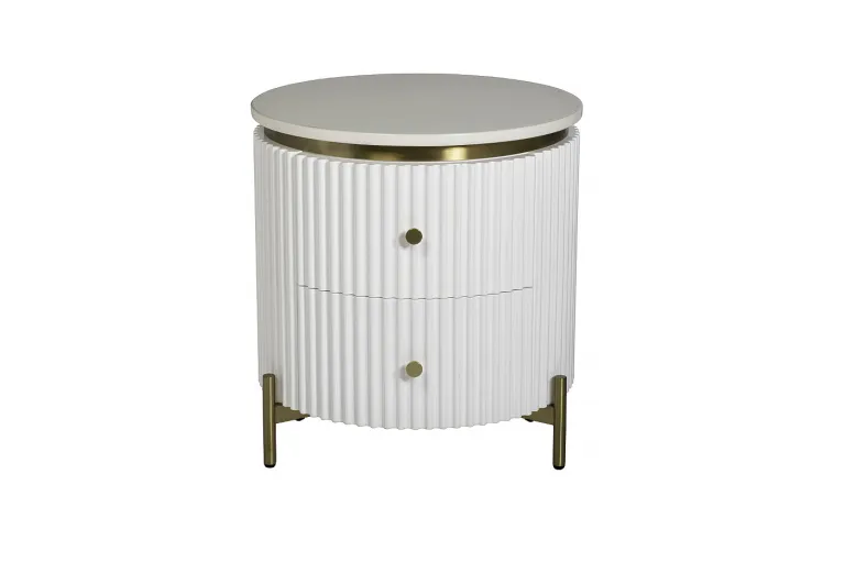 фото 77IP-GD009-TUMB Тумбочка белая 2 ящика d51*55см