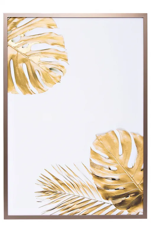 фото 89VOR-MONSTERA GOLDEN-1 Холст "Золотые листья монстеры-1" 100х70 см, багет( латунь),поталь