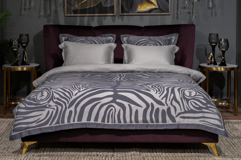 фото 144HF-41002 Пододеяльник Саванна принт тенсель серый 145*210