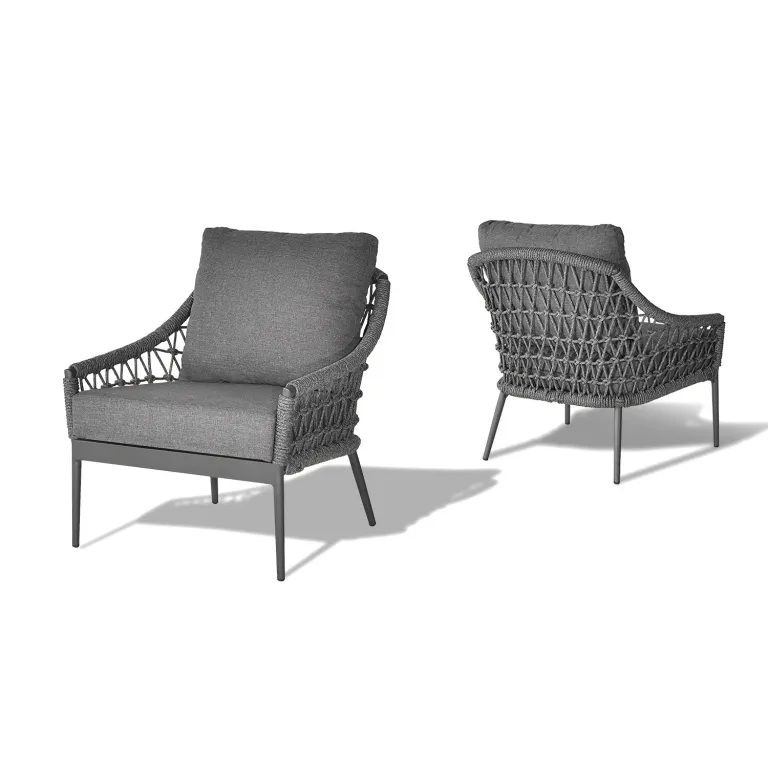 фото 39AR-00628 Кресло "Марра" темно-серое 80*80*85,5см, оплетка"сеть"