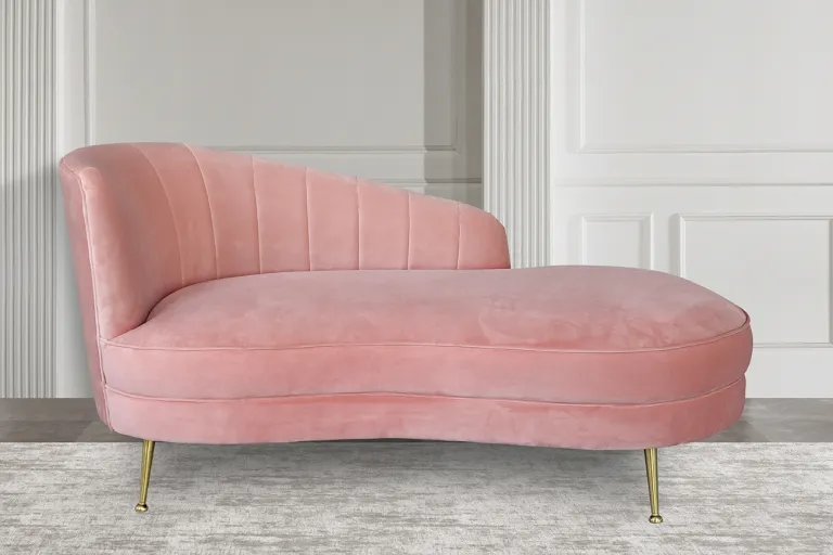 фото 87YY-1895 LPI Кушетка-рекамье велюр светло-розовый 172*83*84см