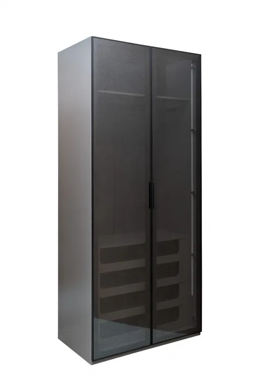 фото GD-10012/1-6-2 Шкаф Alto двухд c выдвиж ящик, цвет серый Кобальт, двер стекло(тонир) 100*57*230.5см
