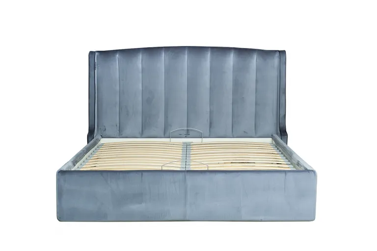 фото Кровать Odry c подъем.мех.вельвет синий Velv SIN 186*220*120