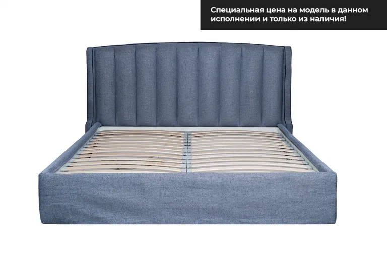 фото Кровать Odry c подъем.мех. шенилл синий Natur Sin 206*220*120