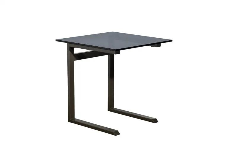 фото 57EL-11011 Стол журнальный приставной серый, стекло тонированное 50*50*50см