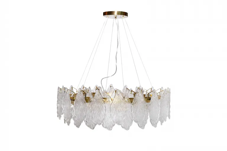 фото 92EL-24019 Люстра подвесная золото, стекло прозр. d80