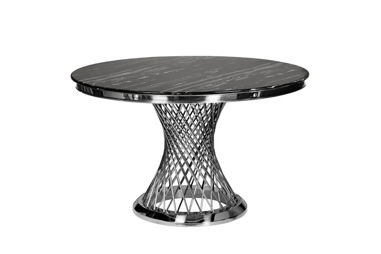 фото 76AR-80555 Стол обед иск.мрам Nero Alicanto/хром d120*75