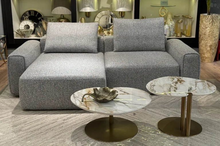 фото Диван трехместный Turin(2 секции) с канапе и мех черно/серый Santo1606 255*163,5**68см