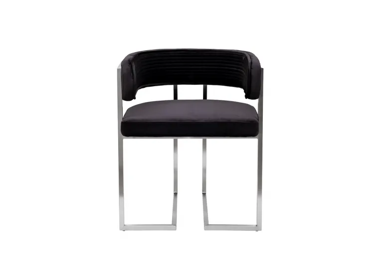 фото GY-18504 Стул велюр черный/матовый хром 60*55*73см