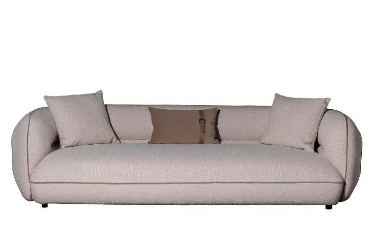 фото ZW-25003 Диван Amelia трехместный букле светлый 253*100*67см с бежевым кантом